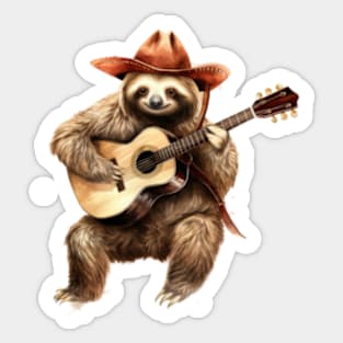 Cowboy Sloth Guitarist Sticker